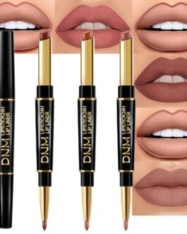 evpct 3Pcs Chestnut Nude Brown Matte Lip Liner & Lipstick Set – Long-Lasting, Waterproof & Perfect for Gifts