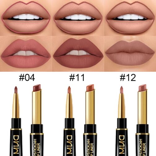 evpct 3Pcs Chestnut Nude Brown Matte Lip Liner & Lipstick Set – Long-Lasting, Waterproof & Perfect for Gifts - Image 2