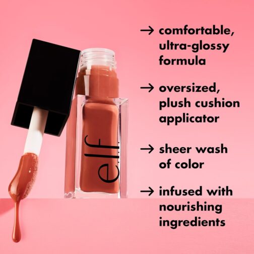 e.l.f. Glow Reviver Lip Oil – Nourishing Tinted Lip Shine with Jojoba & Avocado Oil, Rose Envy - Image 4
