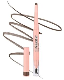 Maybelline Total Temptation Eyebrow Definer Pencil – Medium Brown | Soft Precision Brow Pencil with Spoolie | Natural Finish, 1 Count