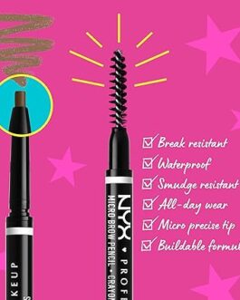 NYX Micro Brow Pencil – Ash Brown | Ultra-Fine Precision Eyebrow Pencil for Natural Brows | Waterproof & Cruelty-Free