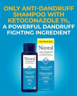 Nizoral Anti-Dandruff Shampoo with 1% Ketoconazole – Clinically Proven Formula for Flaking, Itching & Scalp Fungus – 14 Fl Oz, Fresh Scent
