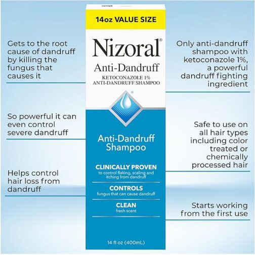 Nizoral Anti-Dandruff Shampoo with 1% Ketoconazole – Clinically Proven Formula for Flaking, Itching & Scalp Fungus – 14 Fl Oz, Fresh Scent - Image 4