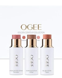 Ogee Face Stick Trio | Organic Bronzer, Blush & Highlighter Stick Set for Natural Contour & Radiant Skin