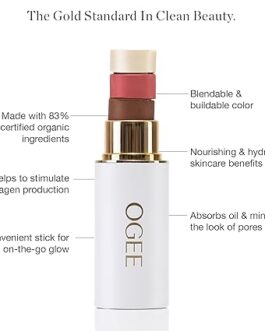 Ogee Face Stick Trio | Organic Bronzer, Blush & Highlighter Stick Set for Natural Contour & Radiant Skin