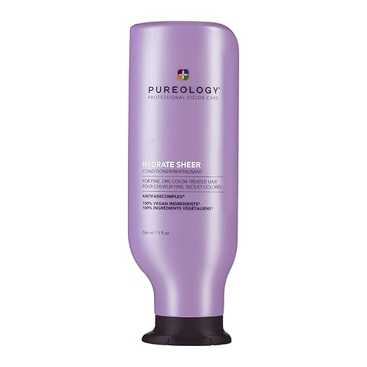 Pureology Hydrate Sheer Nourishing Conditioner – Lightweight Vegan Conditioner for Fine or Dry Color-Treated Hair, Silicone-Free & Hydrating