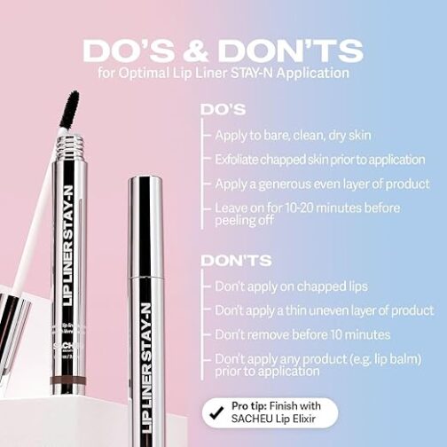 Sacheu Lip Liner Stay-N Peel Off Lip Stain – p-INKED | Long-Lasting Matte Lip Tattoo with Hyaluronic Acid & Vitamin E | Transfer-Proof, Vegan, Cruelty-Free - Image 5