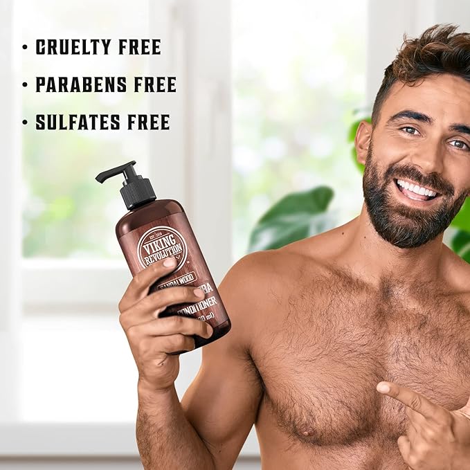 Viking Revolution Sandalwood Conditioner – Natural Men’s Conditioner with Biotin, Jojoba & Vitamin B5 for Hair Moisture, Strength & Dandruff Relief (17 oz) - Image 3