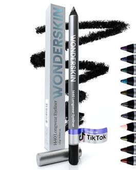 Wonderskin 1440 Longwear Eyeliner Pencil – Waterproof, Smudge-Proof, Vegan, Sharpenable Black Eyeliner with 24-Hour Stay (Liquorice)