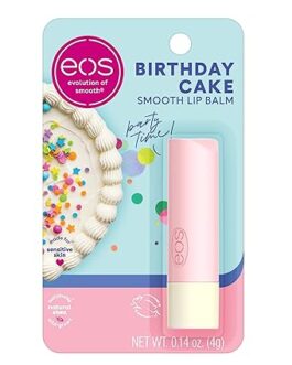eos Natural Shea Lip Balm – Birthday Cake Flavor, All-Day Moisture for Dry, Sensitive Lips – Paraben-Free, Gluten-Free, 0.14 oz
