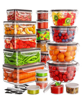 40 PCS Airtight Food Storage Containers with Lids – BPA-Free, Leakproof, Microwave & Dishwasher Safe, Includes Labels & Pen