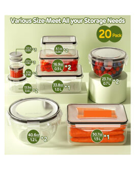 40 PCS Airtight Food Storage Containers with Lids – BPA-Free, Leakproof, Microwave & Dishwasher Safe, Includes Labels & Pen