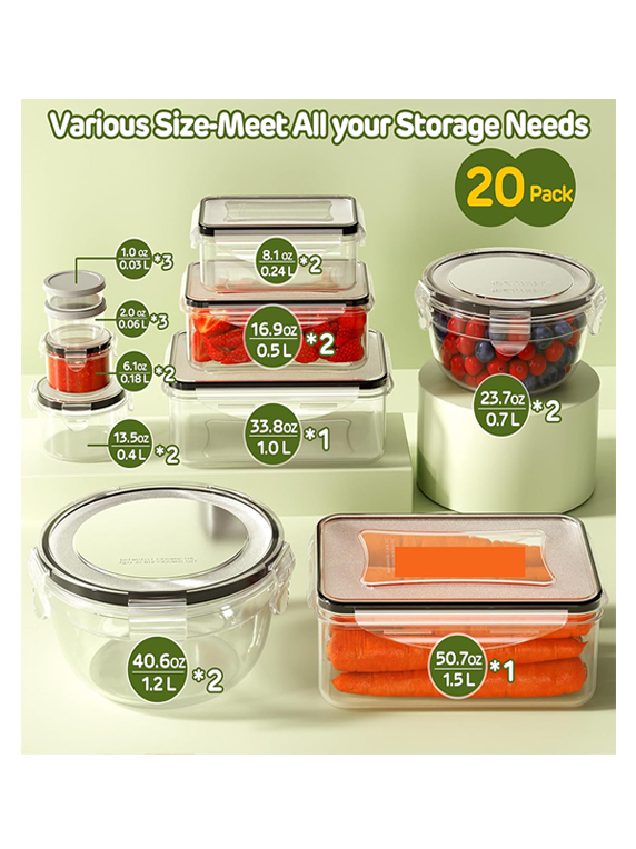 40 PCS Airtight Food Storage Containers with Lids – BPA-Free, Leakproof, Microwave & Dishwasher Safe, Includes Labels & Pen - Image 2