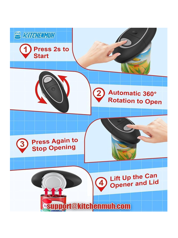 One Touch Electric Can Opener for Seniors – Battery Operated, Smooth Edge, Fits All Can Sizes, Hands-Free Automatic Opener for Arthritis Relief - Image 2
