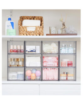 Vtopmart Clear Acrylic Stackable Storage Drawers – 4-Pack Plastic Organizers for Bathroom, Kitchen, Vanity, Pantry & Undersink