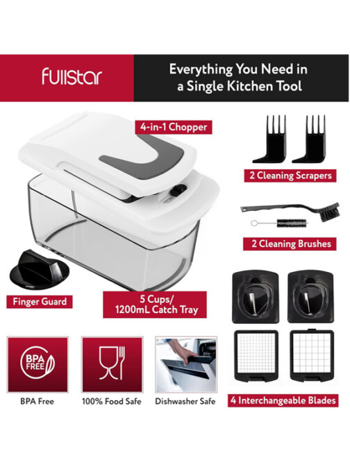 Fullstar Vegetable Chopper and Spiralizer – 4-in-1 Food Chopper with Container, Fruit Slicer & Kitchen Gadget (White) - Image 2