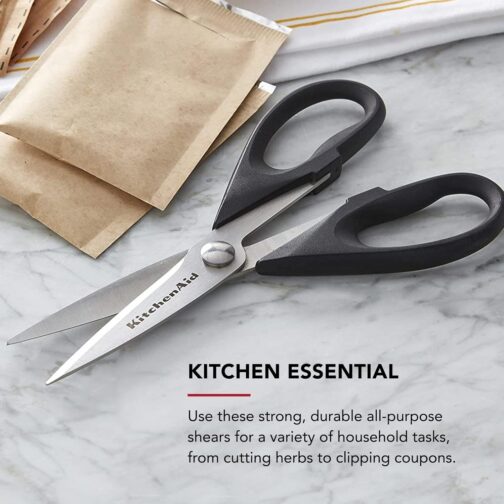 KitchenAid All-Purpose Stainless Steel Kitchen Shears with Sheath – Soft Grip, Dishwasher Safe (8.72 Inch, Black) - Image 3