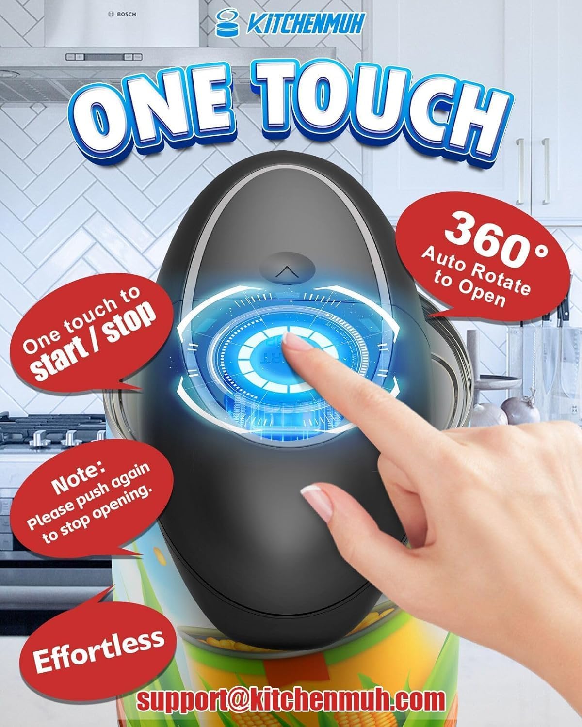One Touch Electric Can Opener for Seniors – Battery Operated, Smooth Edge, Fits All Can Sizes, Hands-Free Automatic Opener for Arthritis Relief - Image 3