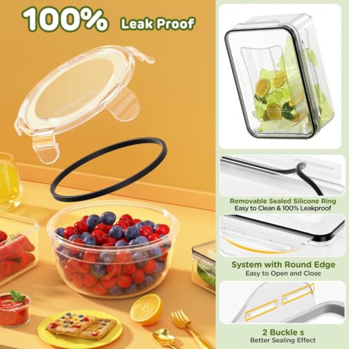 40 PCS Airtight Food Storage Containers with Lids – BPA-Free, Leakproof, Microwave & Dishwasher Safe, Includes Labels & Pen - Image 3