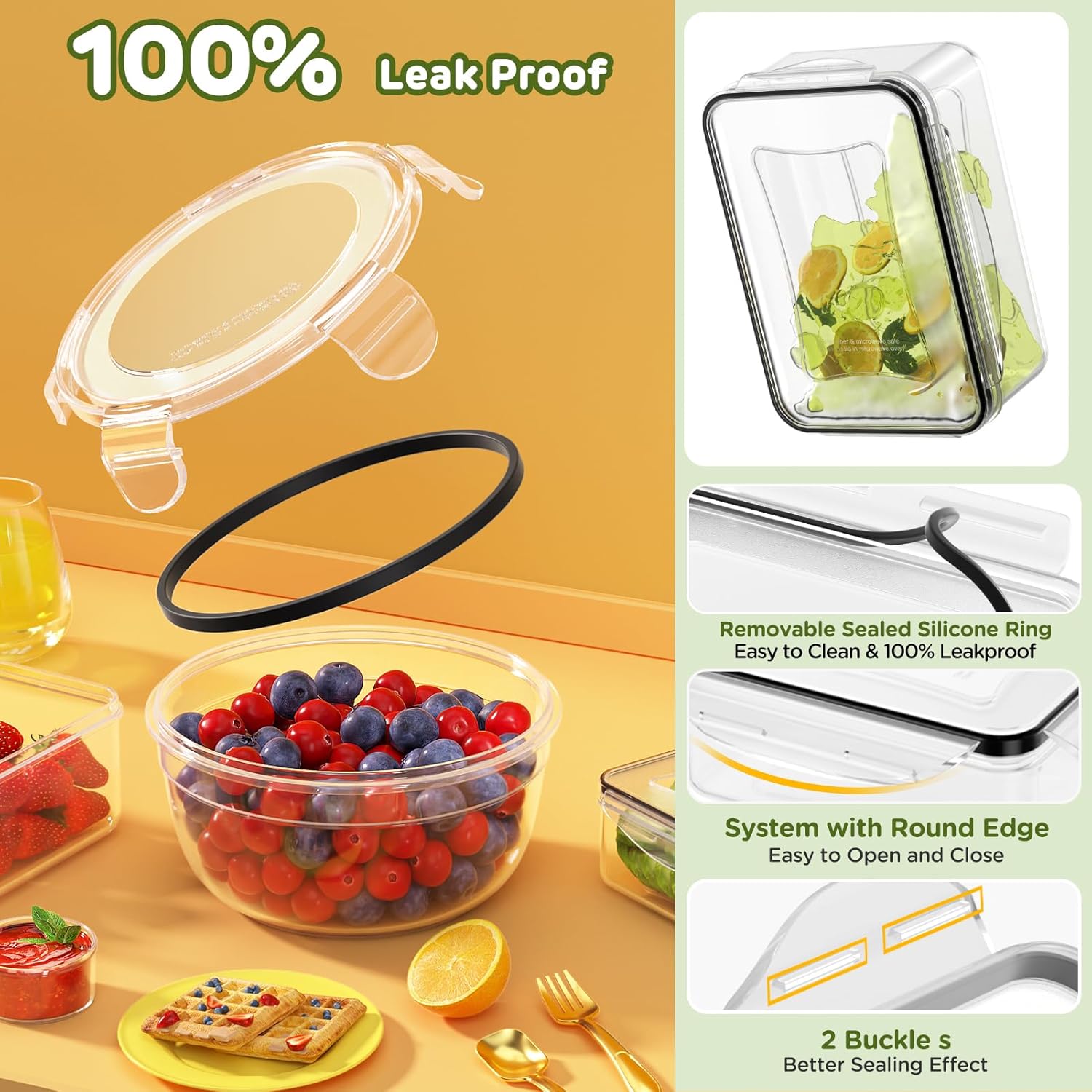 40 PCS Airtight Food Storage Containers with Lids – BPA-Free, Leakproof, Microwave & Dishwasher Safe, Includes Labels & Pen - Image 3