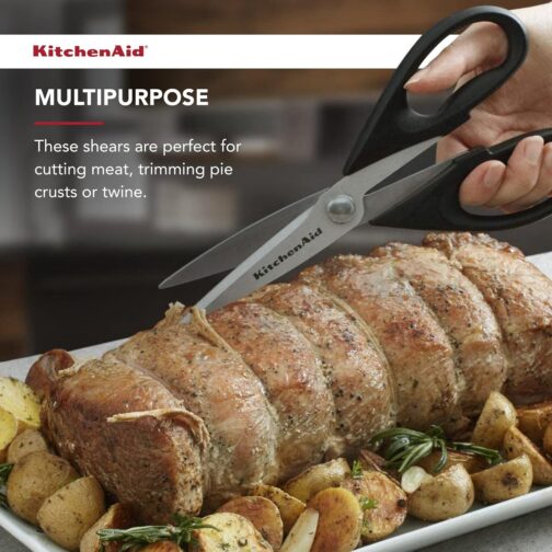 KitchenAid All-Purpose Stainless Steel Kitchen Shears with Sheath – Soft Grip, Dishwasher Safe (8.72 Inch, Black) - Image 4
