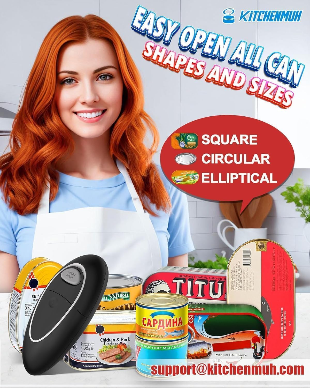 One Touch Electric Can Opener for Seniors – Battery Operated, Smooth Edge, Fits All Can Sizes, Hands-Free Automatic Opener for Arthritis Relief - Image 4