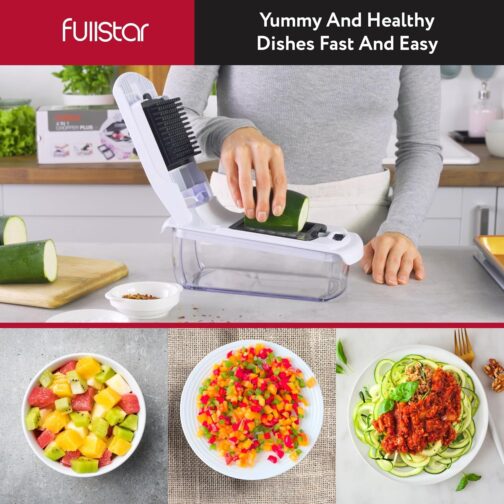 Fullstar Vegetable Chopper and Spiralizer – 4-in-1 Food Chopper with Container, Fruit Slicer & Kitchen Gadget (White) - Image 4