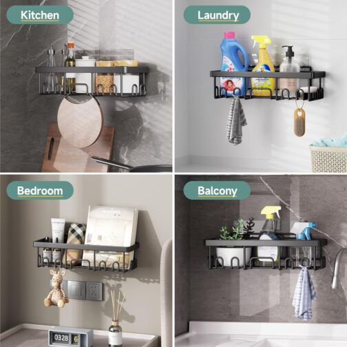 Veken 6-Pack Shower Caddy Set – Rustproof, Waterproof, Adhesive Shelves with Soap Holder for Bathroom & Kitchen - Image 5