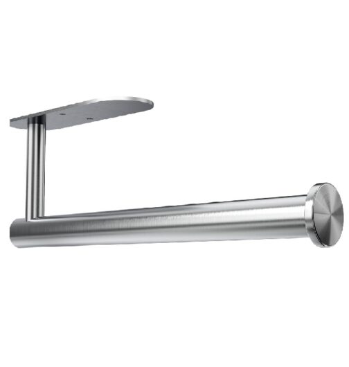 Paper Towel Holder Under Cabinet – Self-Adhesive or Screw-Mounted Stainless Steel Roll Rack for Kitchen & Bathroom (Silver)