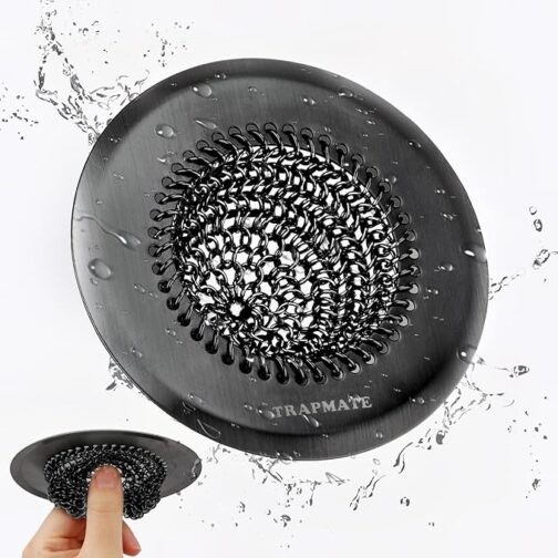 Kitchen Sink Strainer – Reversible, Easy-Clean 304 Stainless Steel Sink Basket for Anti-Clog Drain Protection (Black)